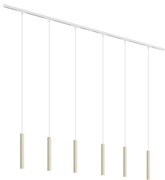 Nowoczesny system oświetleniowy szynowy z 6 lampami wiszącymi w kolorze beżowym i białym, jednofazowy - Slimline Keno