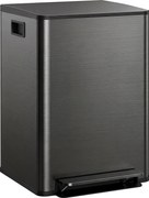 HOMCOM Kosz na śmieci z 2x30L komorami, pokrywa Soft-Close, odporny na odciski, stal nierdzewna, czarny | Aosom PL