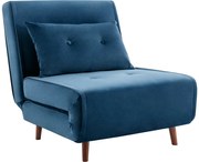 Fotel rozkładany z weluru ciemnoniebieski – URIBIA