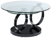 Stolik kawowy z obrotowymi blatami JOLINE - Przezroczyste szkło hartowane i chromowane czarne nogi