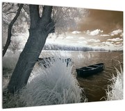 Obraz łodzi na jeziorze (70x50 cm)