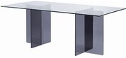 Stół do jadalni dla 8 osób ze szkła hartowanego - Przezroczysty i antracytowy - BYLENA