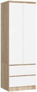 Skandynawska Dwudrzwiowa Szafa Dąb Sonoma + Biały N2-Z59