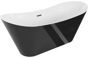 Mexen Celia wanna wolnostojąca 170 x 75 cm, biała/czarna, przelew gun gray szczotkowany - 52331707575-66