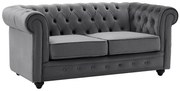 Kanapa 2-osobowa z weluru antracytowego CHESTERFIELD