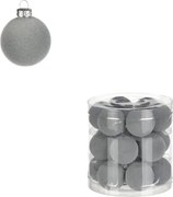 Świąteczne bombki z aksamitną powierzchnią, plastik, szary 18 szt.