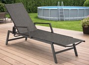 Leżak ogrodowy technorattan Malediva, regulowany, kolor czarny/szary