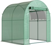 Outsunny Szklarnia przenośna z ramą stalową i pokrywą plastikową, Kolor Zielony