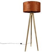Rustykalny / Vintage statyw vintage z drewnianą podstawą i czerwonym kloszem 50 cm - Tripod Classic Rustykalny / Vintage Oswietlenie wewnetrzne