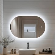 Owalne lustro z podświetleniem LED 80x50/50x80 cm, Dual color, włącznik dotykowy, mata grzewcza