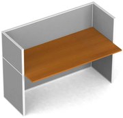Biurko PRIMO z panelami, tablica, 1 stanowisko, szary/czereśnia