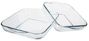 Dwie kwadratowe formy do pieczenia - szklane, naczynia żaroodporne