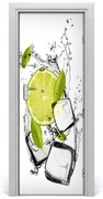 Naklejka na drzwi samoprzylepna Limonka i lód
