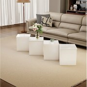 Stolik kawowy rozkładany - 81 x 81 x 40 cm - Płyta wiórowa - Blat błyszczący - Biały