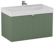 Szafka łazienkowa wisząca zielona lamelowy front 80 x 45 cm z umywalką z otworem CUSCO