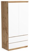 Szafa 90cm Garderoba z 2 szufladami i wieszakiem LUNA Dąb Wotan/Biały