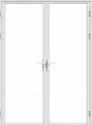 Drzwi kompletne 2-skrzydłowe dwustronne z aluminium i szkła hartowanego - 2 x wys. 204 x szer. 73 cm - Biały - LOXTON