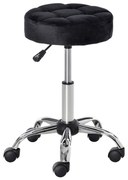 HOMCOM Taboret salonowy, regulowana wysokość, pokrycie w aksamitnym wyglądzie, Ø35 x 49-61 cm, Czarny