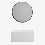 Zestaw Mebli Łazienkowych Z Żywicy Ze Zintegrowaną Umywalką I Oświetleniem Led Nerine Biała - Sklum