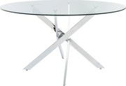Okrągły stół do jadalni dla 4 osób ze szkła hartowanego i chromowanego metalu - Przezroczysty - COSIMA