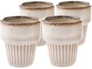 Zestaw 4 ceramicznych kubków Rustik 100 ml, beżowe