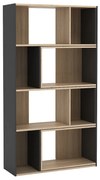 Biblioteczka narożna modułowa - 8 do 12 wnęk - Naturalny i Antracytowy - DARLENA