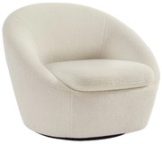 Fotel obrotowy okrągły z białej bukli - LACARA