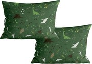 Zestaw 2 szt. dekoracyjnych poszewek na poduszkę DINO STEPS 40x60 cm, ciemnozielony