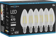 Mexen Vintis 6x żarówka filament LED E14, C35, 4W, Neutralna - 4000K, 470 lm, clear - L154-E14-0427-00x06