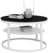 Nowoczesny dwupoziomowy stolik kawowy biały + czarny H1-R15