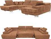 Narożnik kształt U rozkładany f. spania Savio Family meble ciemny beżowy sztruks Anafi16 - DOSTĘPNY OD RĘKI