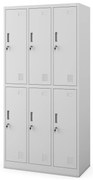 Szafka socjalna ubraniowa BHP szara: 6-drzwiowa IGOR, 900 x 1850 x 450 mm