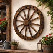 Koło drewniane - stylowa rustykalna dekoracja 90 cm
