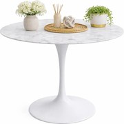 Biały marmurowy stół z metalową podstawą S7-M29