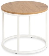 Industrialny okrągły stolik kawowy biały + dąb naturalny D4-B94