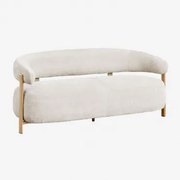 Sofa Dwuosobowa Z Tkaniny Chenille I Żelaza Jolie Natural Wood & Kremowo-beżowy Szenil - Sklum