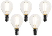 Zestaw 5 ściemnialnych żarówek LED E14 Filament G45 Przezroczyste 4W 470 lm 2700K