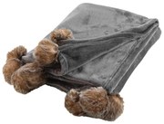 Miękki koc futrzak SNOWY z pomponami, 125 x 150 cm