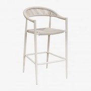 Pack 4 Wysokich Stołków Ogrodowych 75 Cm Z Aluminium I Syntetycznego Rattanu Amatria Kremowa Tapioca - Sklum