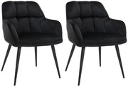 Zestaw 2 krzeseł PEGA marki Pascal Morabito - Podłokietniki - Welur i metal - Czarny