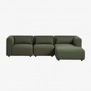 Sofa Modułowy Z Prawym Szezlongiem, 3-częściowy Fogler Chenille Salvia Zieleń - Sklum