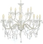 Biały dwupoziomowy żyrandol świecznikowy kryształowy - 5X EX100 B3-T54