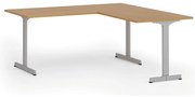 Narożne biurko PRIMO BETA L, 180x180 cm, L/P, szara podstawa, buk