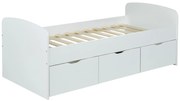Łóżko LOUANE z 2 szufladami i 1 skrzynią - 90x190 c m - Kolor biały