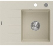 Mexen Ben zlewozmywak granitowy 1-komorowy z ociekaczem, prawy 600 x 500 mm, beżowy, syfon chrom - 6523605000-69