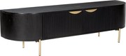Szafka RTV 2-drzwiowa z drewna mangowca i złotego metalu - Czarny - NEVILI marki Maison Céphy