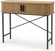 Konsola z rozsuwanymi drzwiami SCAVA, ryflowana, 100 x 35 x 80,5 cm