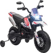 AIYAPLAY 12V Motocykl dla dzieci z kółkami bocznymi, LED, Muzyką, USB, Elektryczny motocykl dla chłopców i dziewcząt, Biały