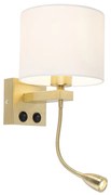 Lampa ścienna w stylu art deco złota z białym kloszem - Brescia ArtDeco Oswietlenie wewnetrzne