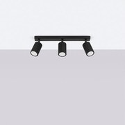 Lampa sufitowa minimalistyczny Gloow, aluminium - 3 źródło światła 4000K - L.45 x H.16.5 cm - czarny